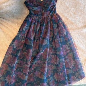 Boutique Strapless Floral Midi dress